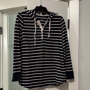 G.H. Bass Striped Hooded Pullover in Navy and White